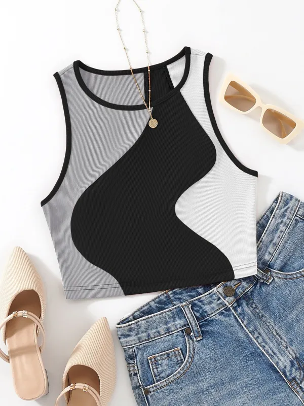 MOOSTA Color Block Tank Top, Going Out Top made by Negative
