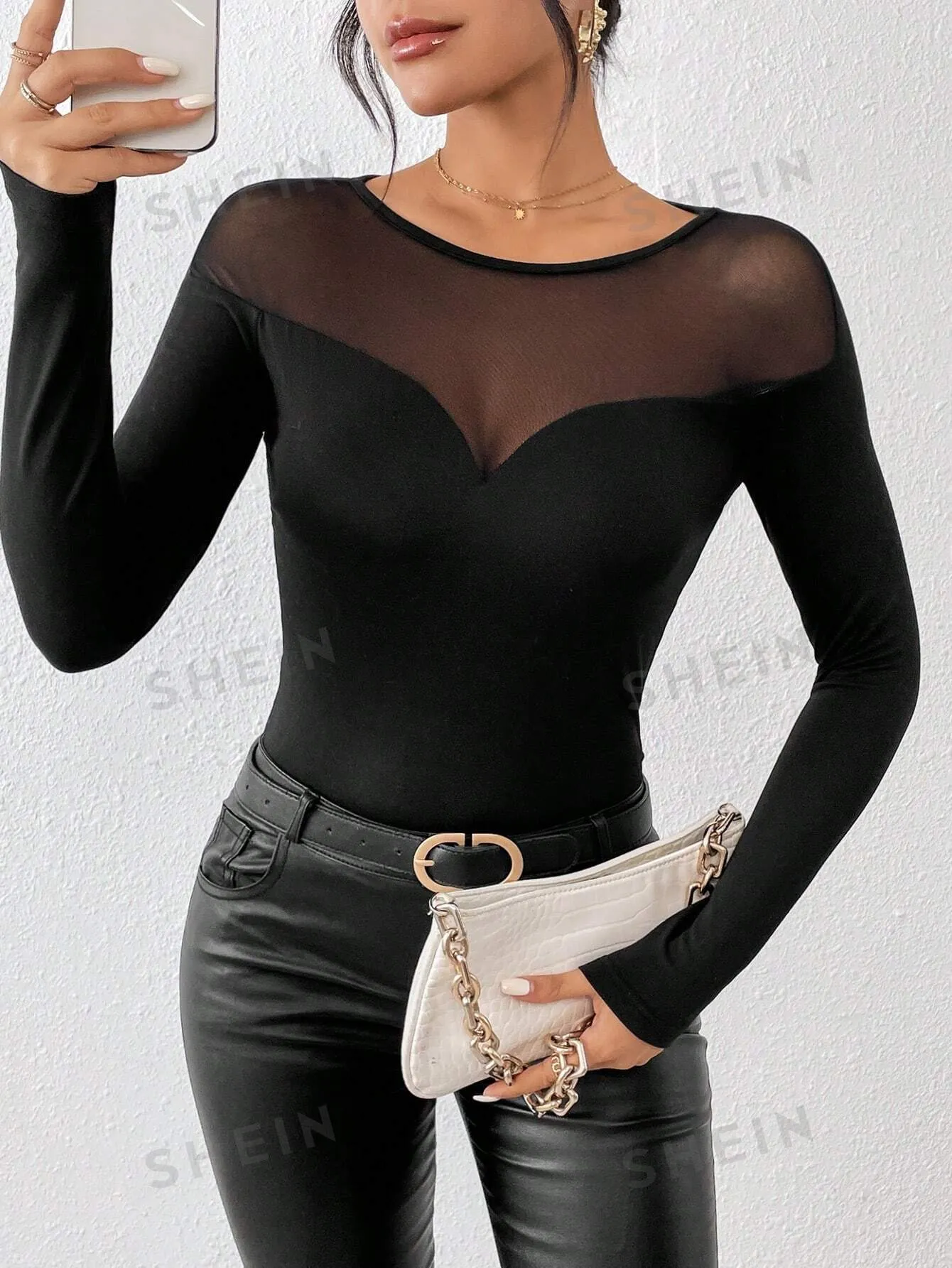 Allurite Contrast Mesh Slim Fit Tee sold by Negative product image thumbnail 2