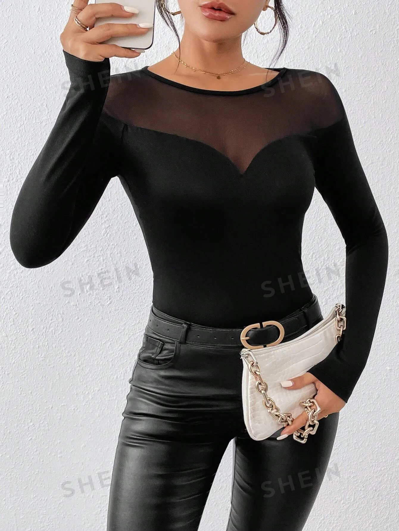 Allurite Contrast Mesh Slim Fit Tee sold by Negative product image thumbnail 5