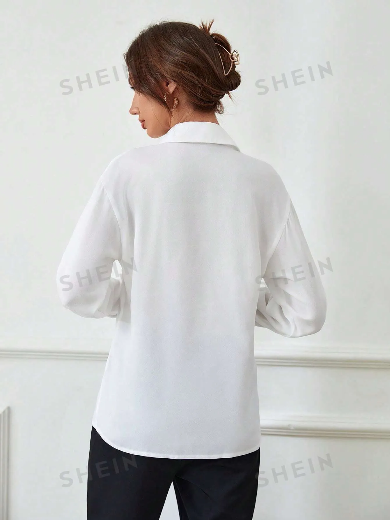 Privé Solid Button Front Shirt sold by Negative product image thumbnail 5