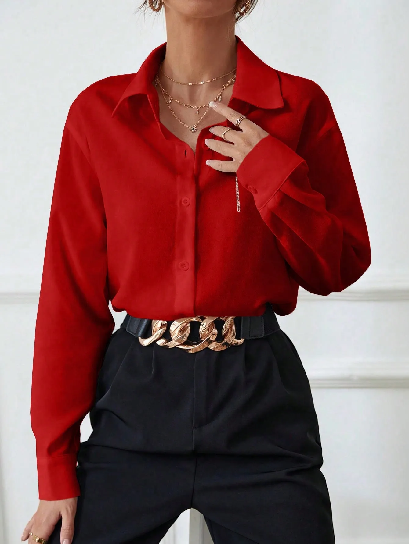 Privé Solid Button Front Shirt sold by Negative product image thumbnail 2
