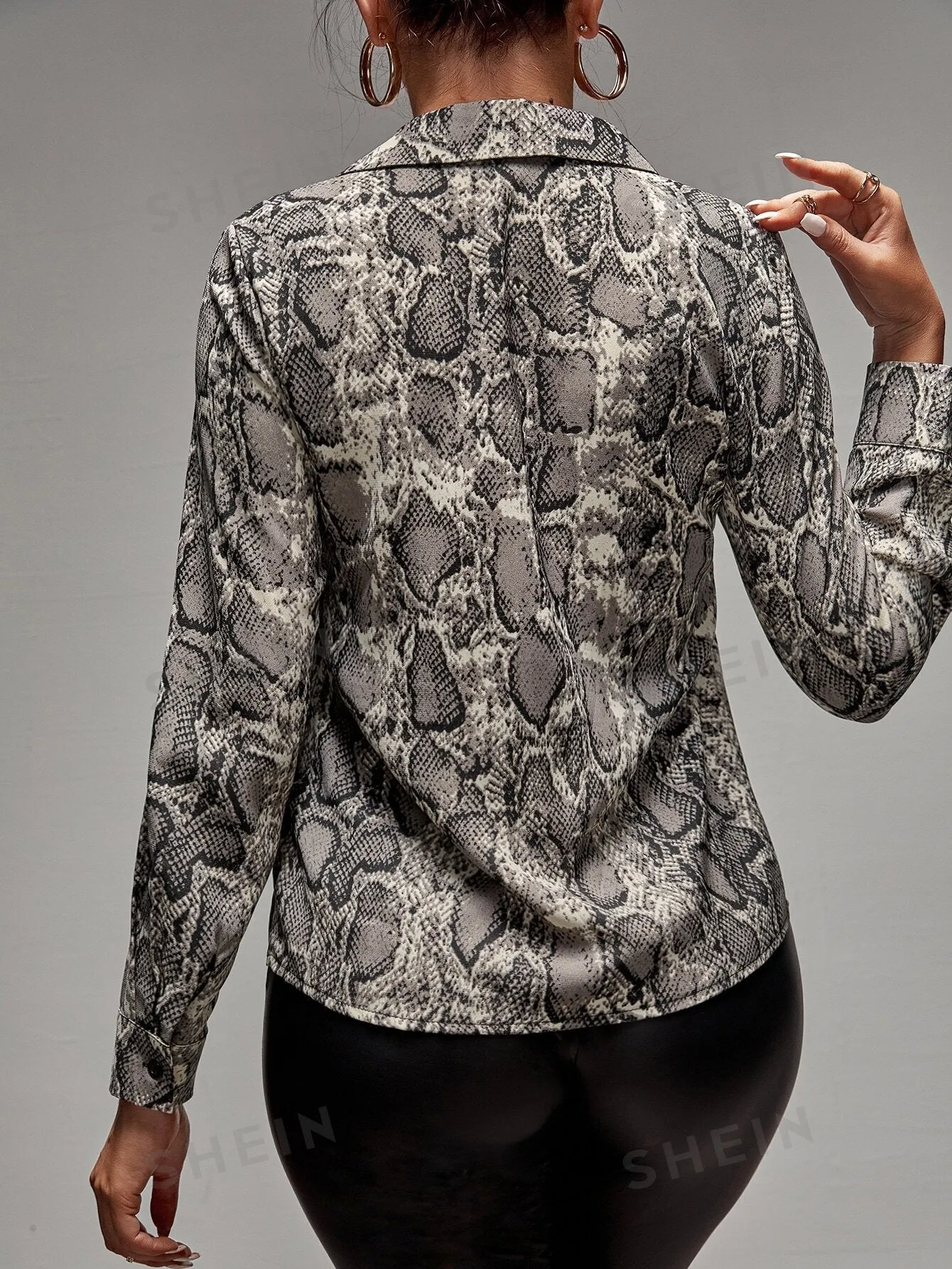 Lady Snakeskin Print Button Up Shirt sold by Negative product image thumbnail 2