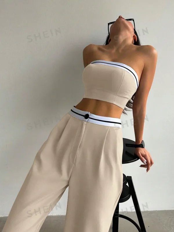 EZwear Colorblock Casual Two Piece Set made by Negative