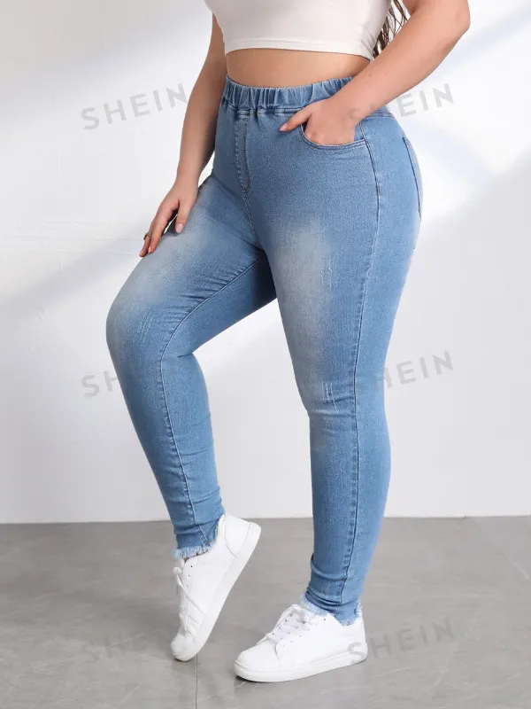 Plus Size Elastic Waist Jeans sold by Negative