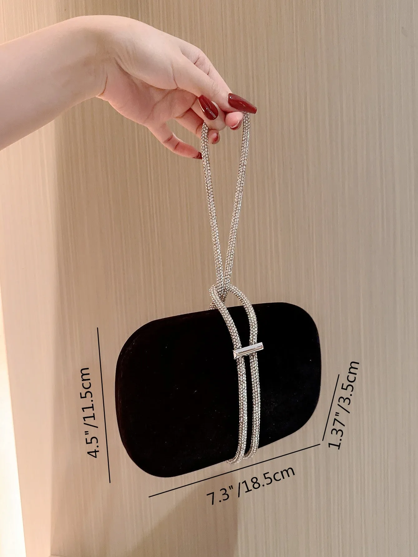 Metallic Diamond Decorated Box Clutch Evening Bag sold by Negative product image thumbnail 3