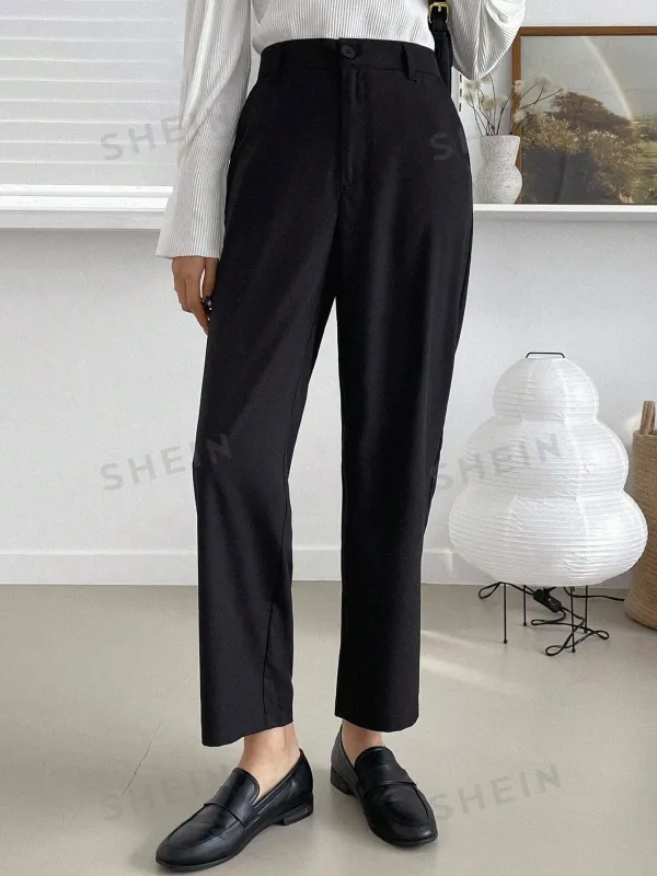 DAZY Solid Color Straight Leg Long Women'S Suit Trousers made by Negative