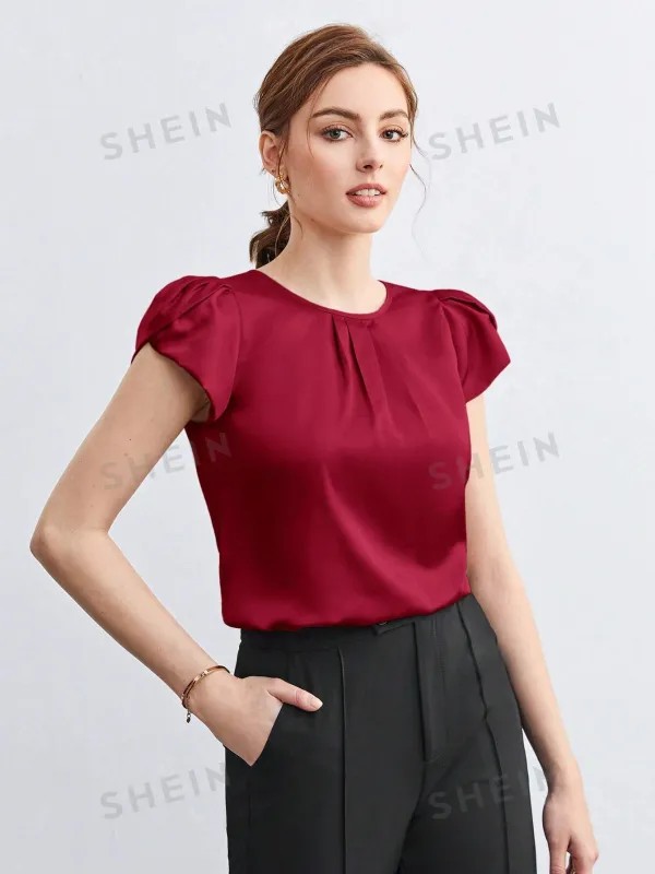 SHEIN BIZwear Solid Petal Sleeve Blouse made by Negative