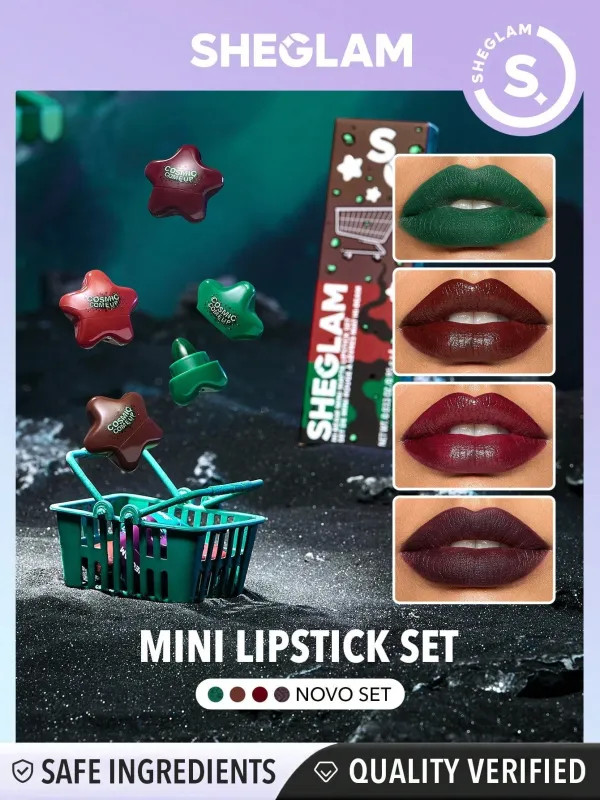 SHEGLAM Hi-Beam Mini Lipstick Set-Novo Set 4 In 1 Matte And Hydrating Bold Lipstick sold by Negative