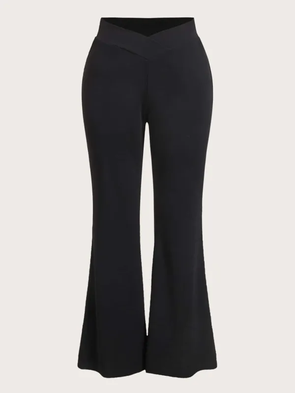 Plus Solid Flare Leg Pants made by Negative