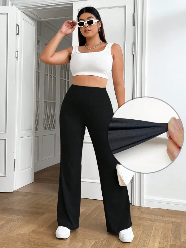 Plus Solid Flare Leg Sweatpants made by Negative