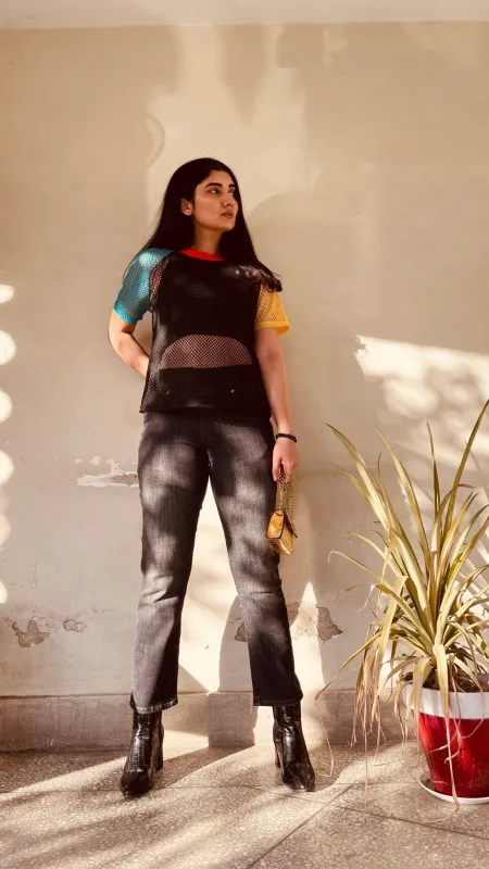 Elastic Waist Washed Jeans FD sold by Negative