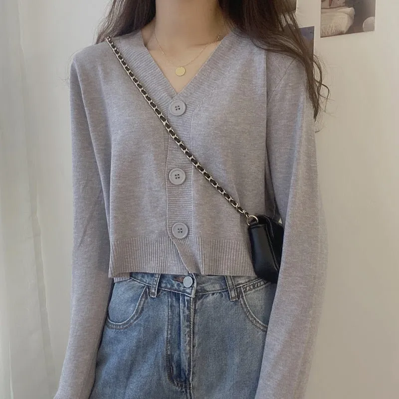 Women’s Loose-Fit V-Neck Cardigan – Elegant Commuter Style, Autumn 2025  FD made by Negative