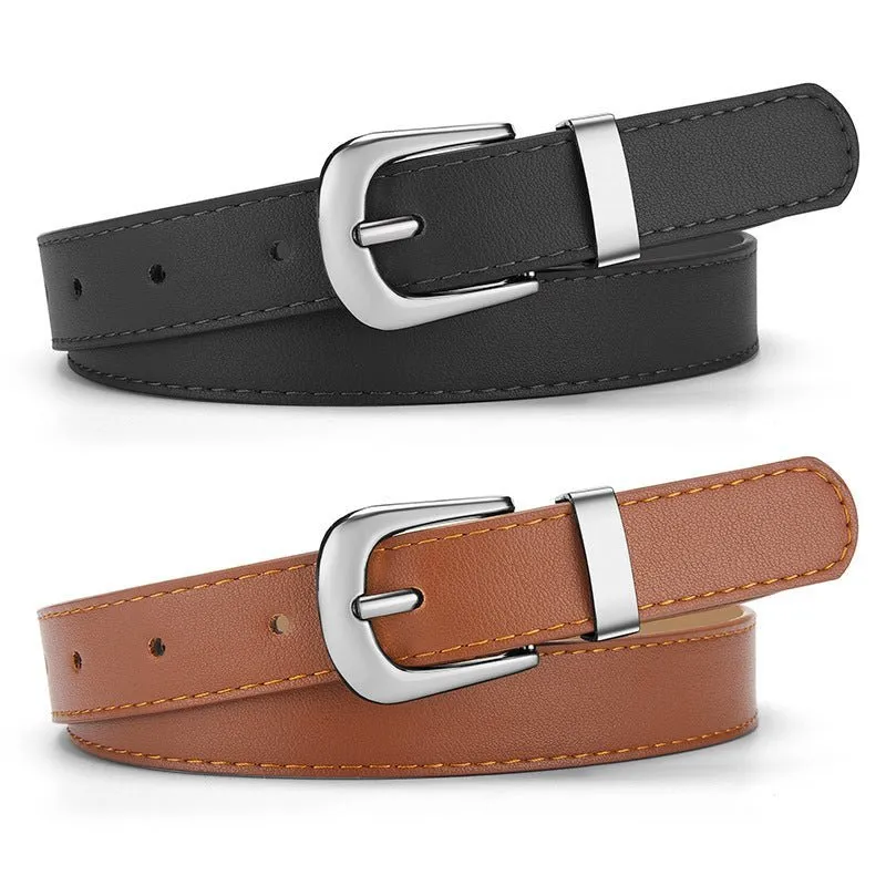 New cross-border women's pin buckle small belt thin belt simple dress student jeans accessories pu leather belt FD made by Negative