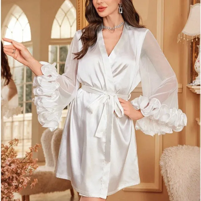 The Velvet Crush | Valentine’s V-Neck Lace Trim Robe sold by Negative product image thumbnail 4