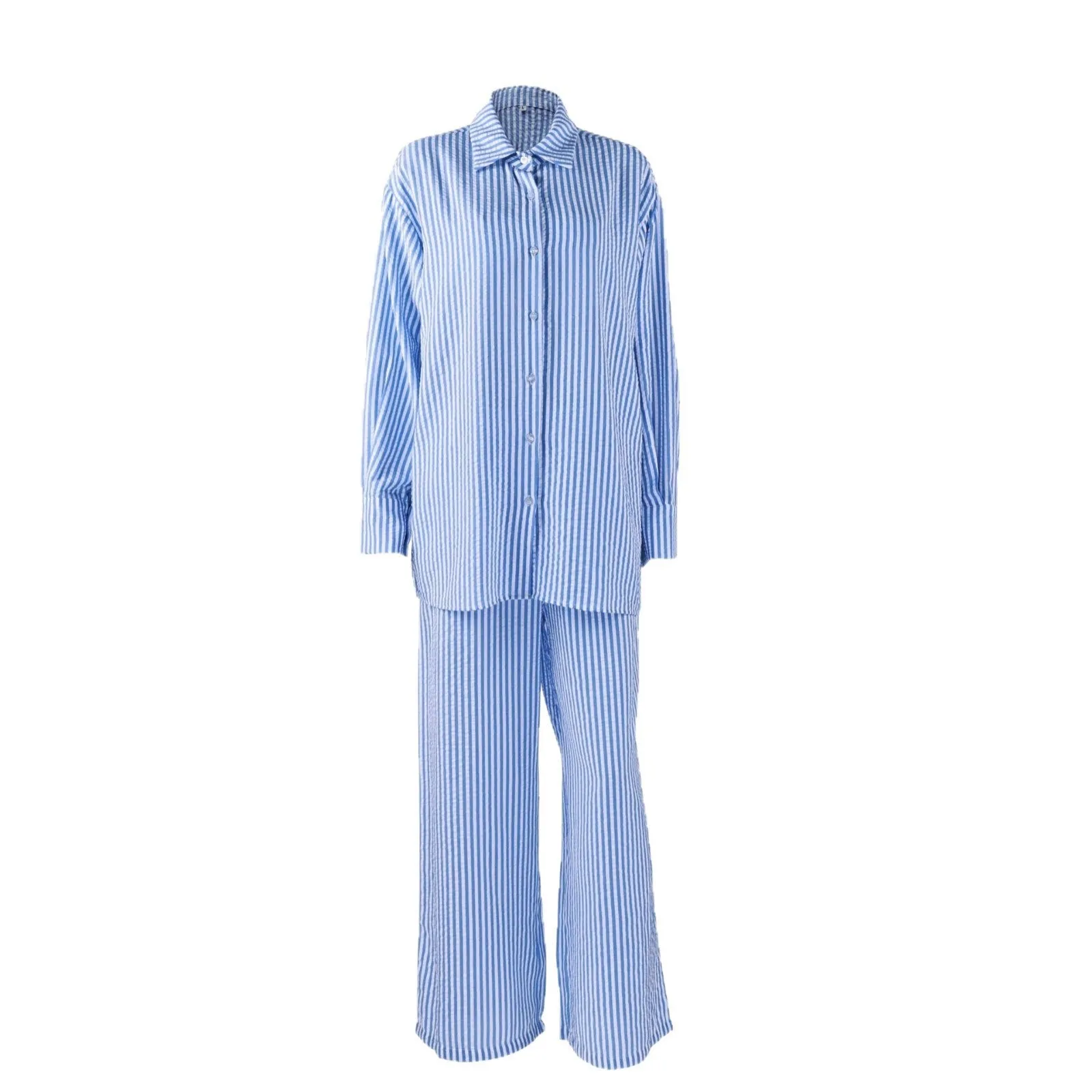 The Coastal Chic | Striped 3-Piece Cotton-Blend Loungewear Set sold by Negative product image thumbnail 5