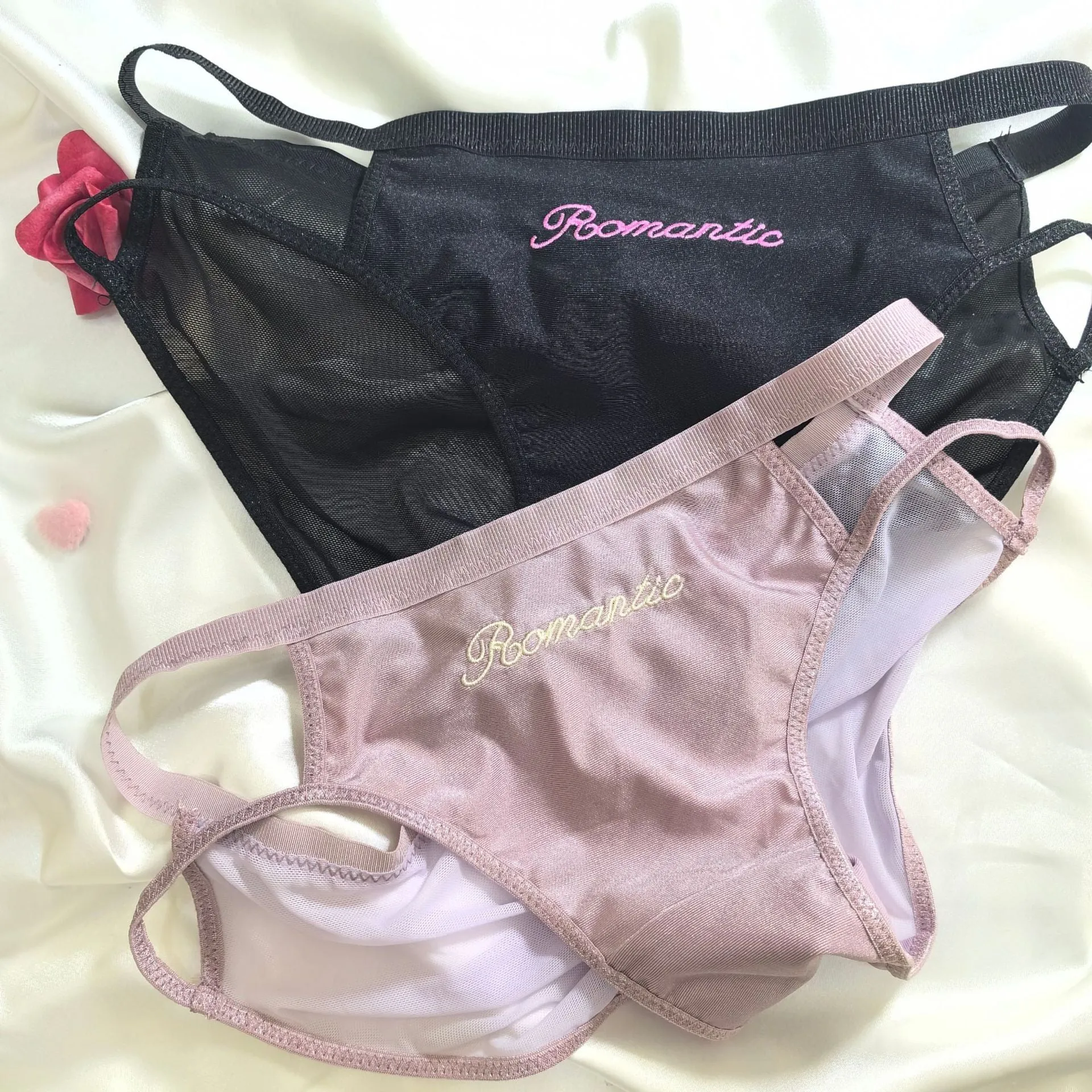 The Whispered Blossom | Embroidered Ice Silk Splicing Mesh Panties FD sold by Negative