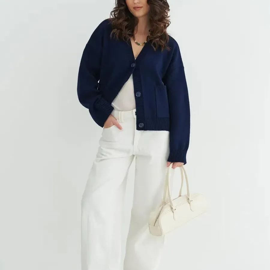 Refined V-Neck | Loose Knitted Cardigan Jacket Acrylic Blend FD sold by Negative product image thumbnail 4