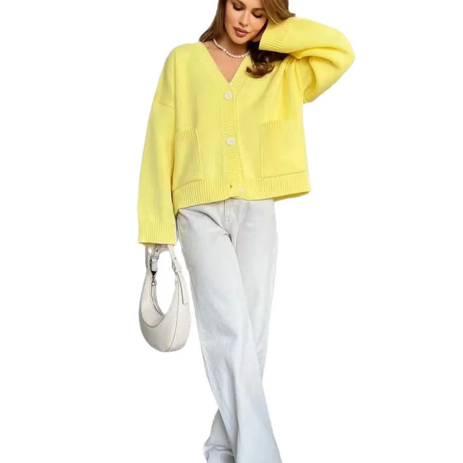 Refined V-Neck | Loose Knitted Cardigan Jacket Acrylic Blend FD sold by Negative product image thumbnail 5