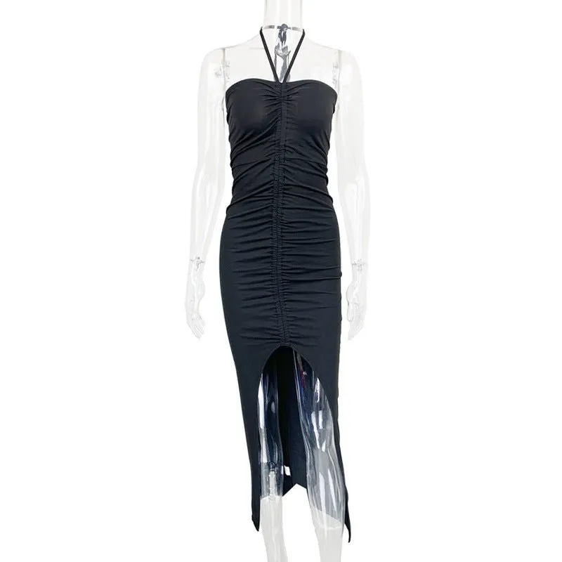 The Sultry Slit | Solid Color One-Shoulder Backless Midi Dress sold by Negative product image thumbnail 2