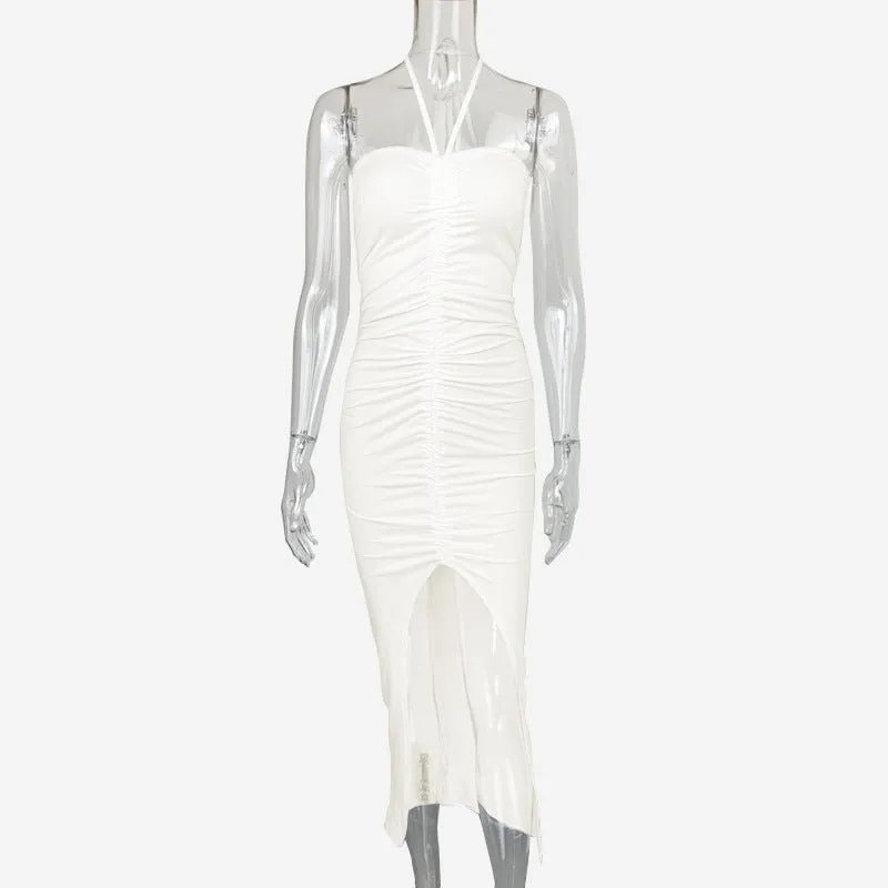 The Sultry Slit | Solid Color One-Shoulder Backless Midi Dress sold by Negative product image thumbnail 3