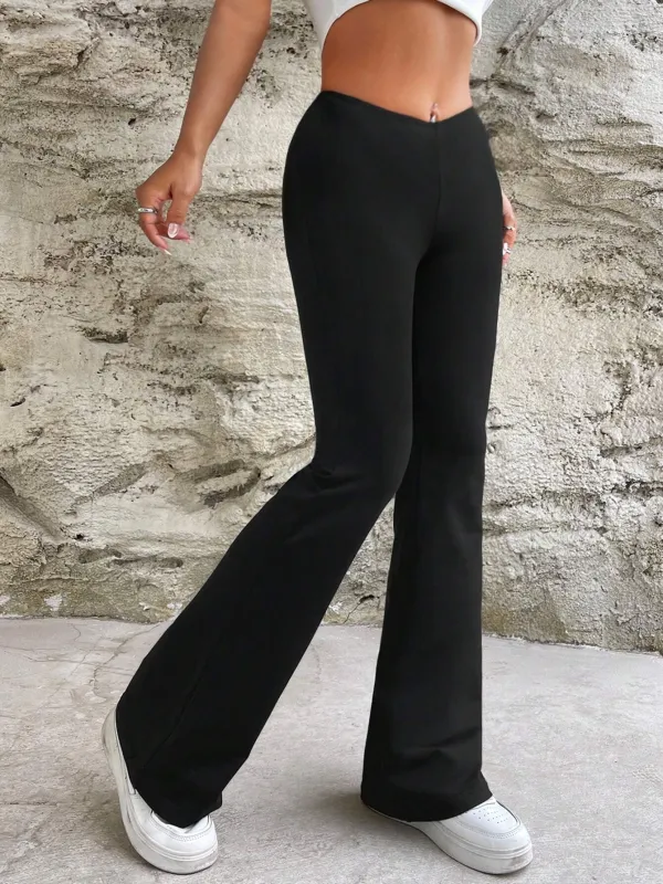 Casual sports pants women's summer new style v-waist slim flared pants trousers made by Negative