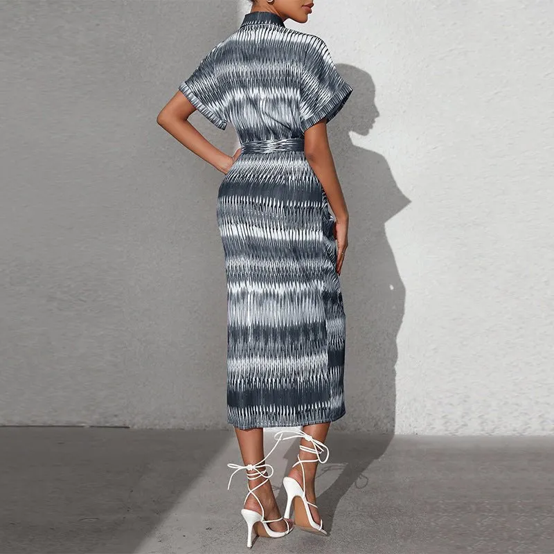 Striped lace-up cardigan dress sold by Negative product image thumbnail 2