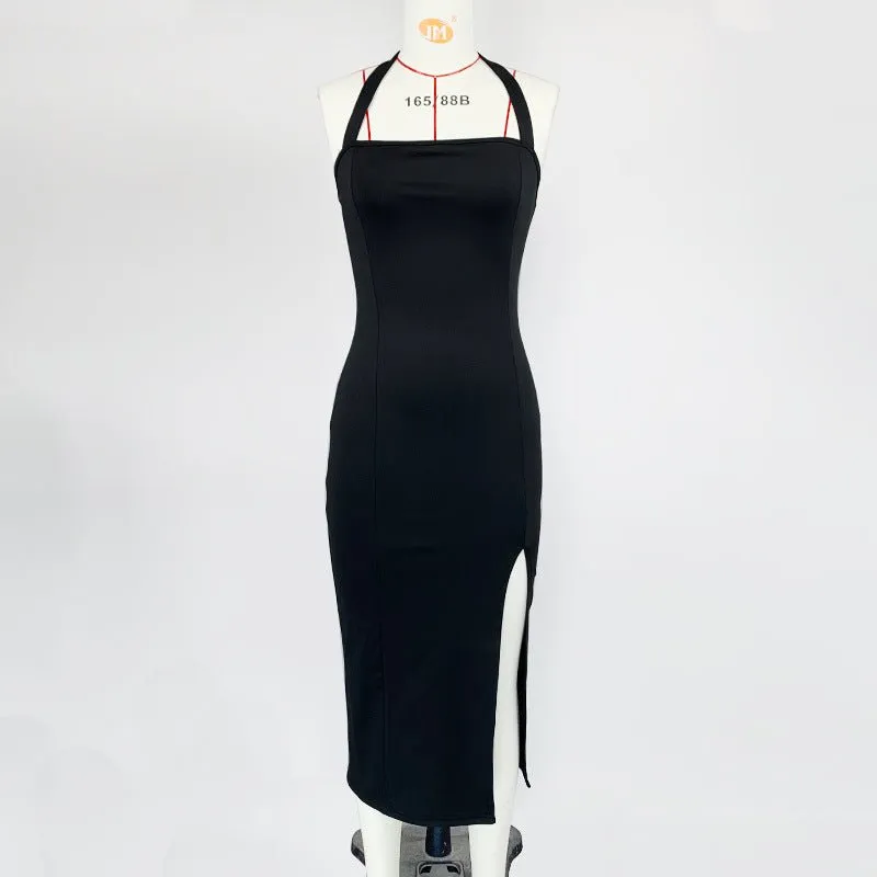 The Midnight Halter | Women's Backless Halter Neck Bodycon Midi Dress sold by Negative product image thumbnail 2