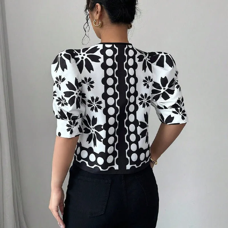 French pattern lantern-sleeved cardigan women's top sold by Negative product image thumbnail 3