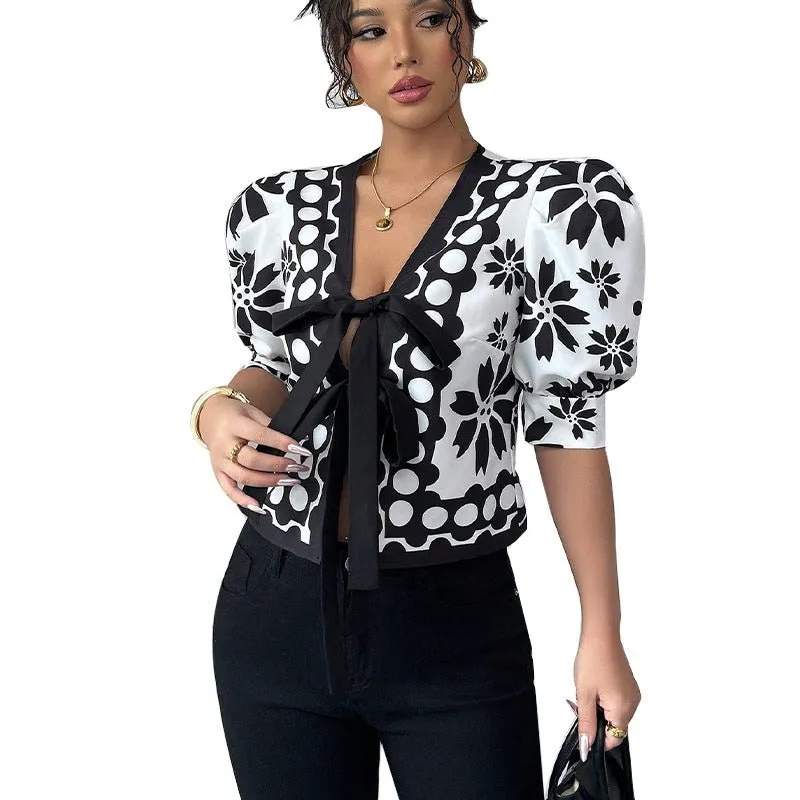 French pattern lantern-sleeved cardigan women's top sold by Negative product image thumbnail 5