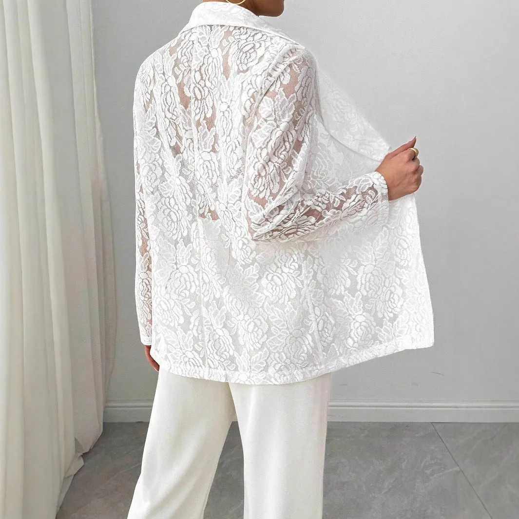 The Lace Blossom | Women's Embroidered Floral Lace Blazer sold by Negative product image thumbnail 2