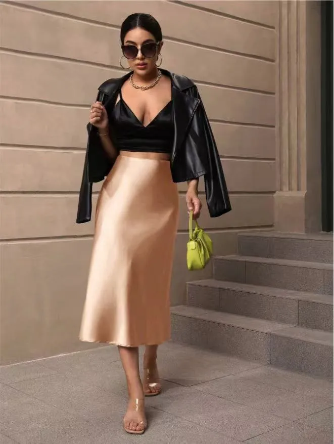 Hip fishtail skirt satin mid-length skirt sold by Negative product image thumbnail 3