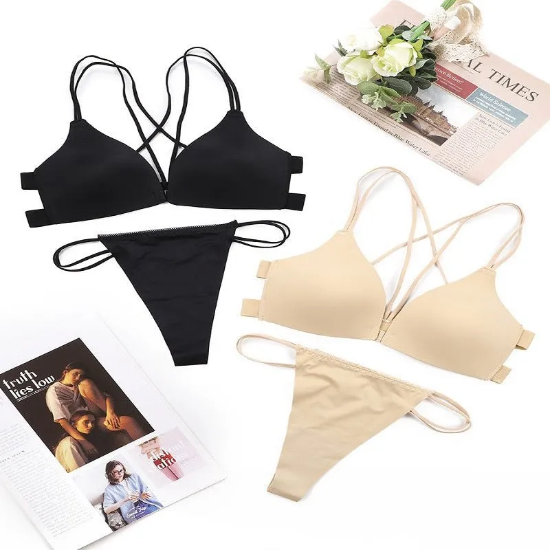 Glossy Lift | Front Buckle No-Wire Push-Up Bra Set sold by Negative