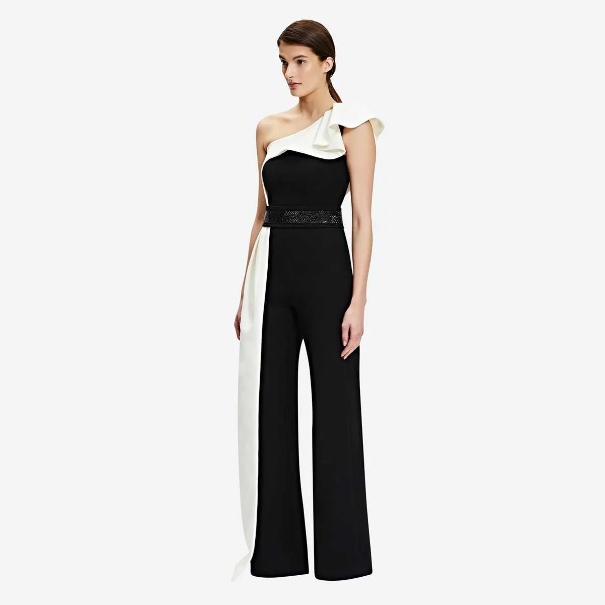 The Monochrome Muse | Black & White Contrast Sleeveless Slim-Fit Jumpsuit sold by Negative product image thumbnail 5