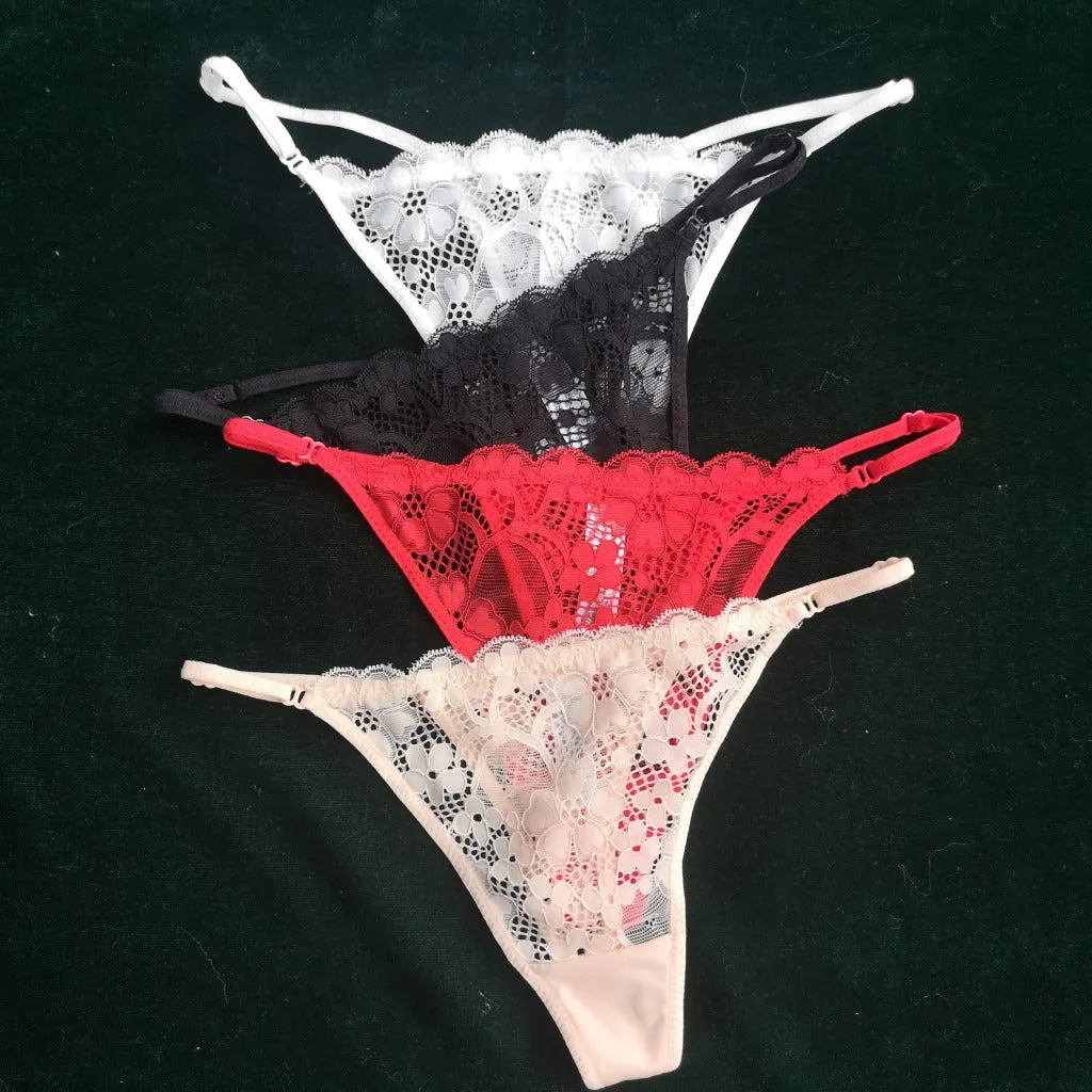 The Enchanted Bloom | Adjustable Lace Low-Rise Thong Panties sold by Negative