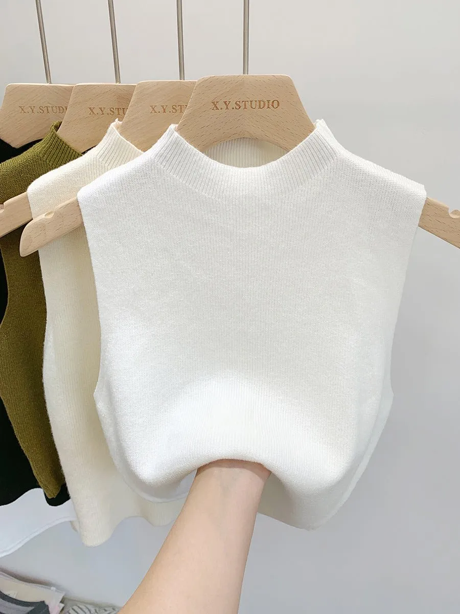 The Breezy Layer | Women's Slim-Fit Half Turtleneck Knitted Camisole Vest sold by Negative product image thumbnail 4
