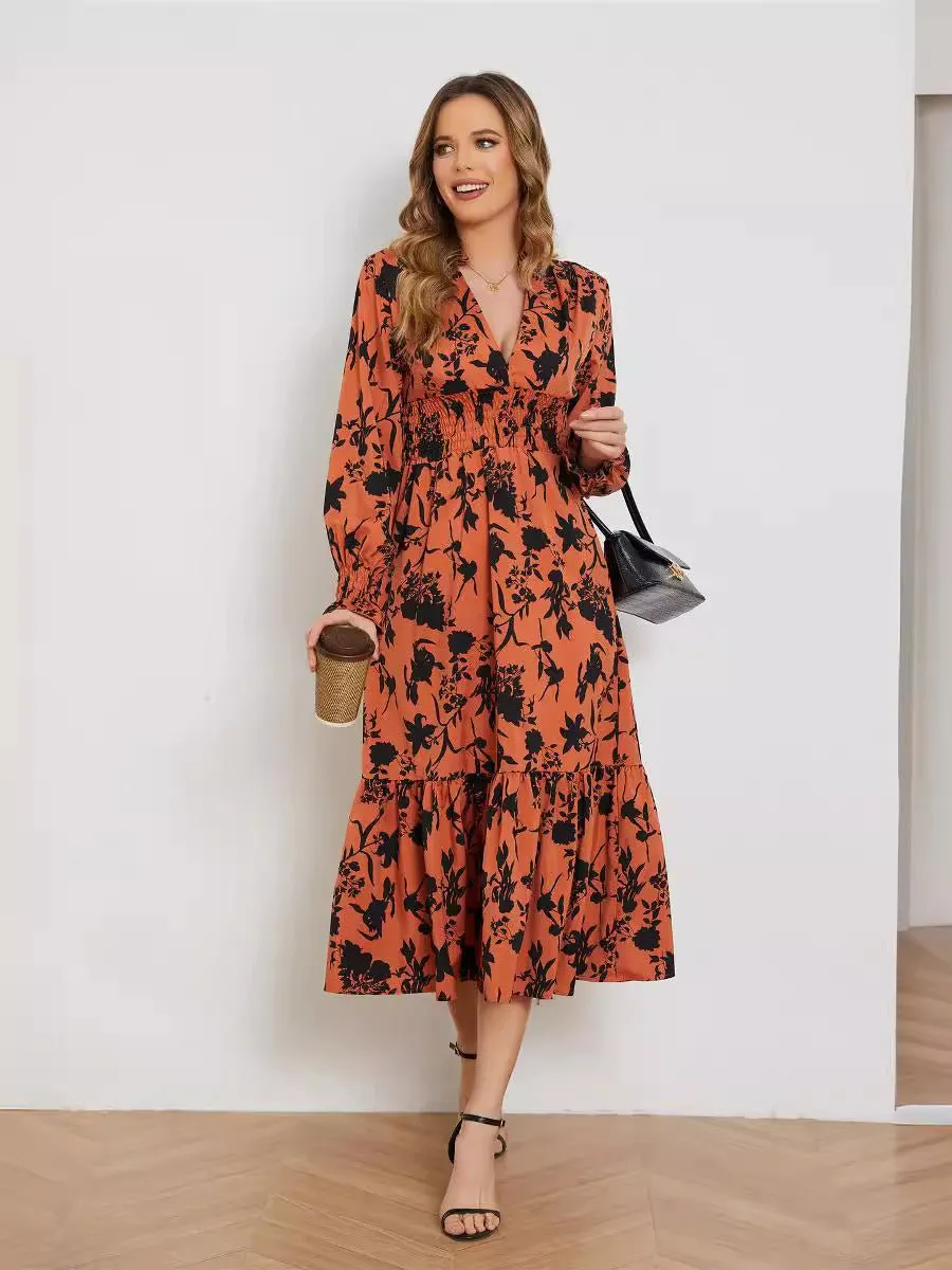 The Fresh Bloom | Women's Floral Print V-Neck Long-Sleeve Maxi Dress sold by Negative product image thumbnail 5