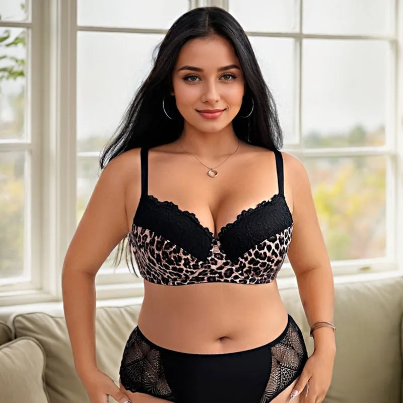The Fierce Embrace | Plus Size Leopard Print Gather Bra sold by Negative