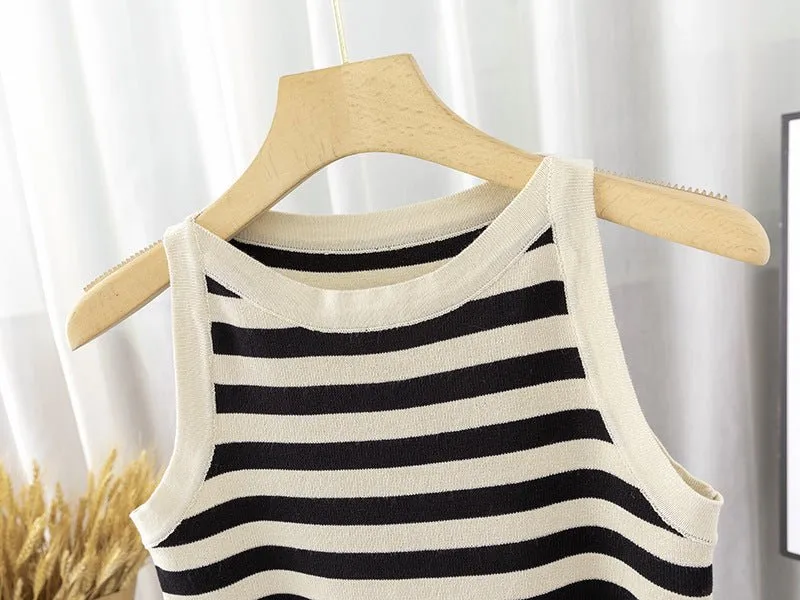 The Breezy Stripe | Women's Ice Silk Sleeveless Knit Top sold by Negative product image thumbnail 3