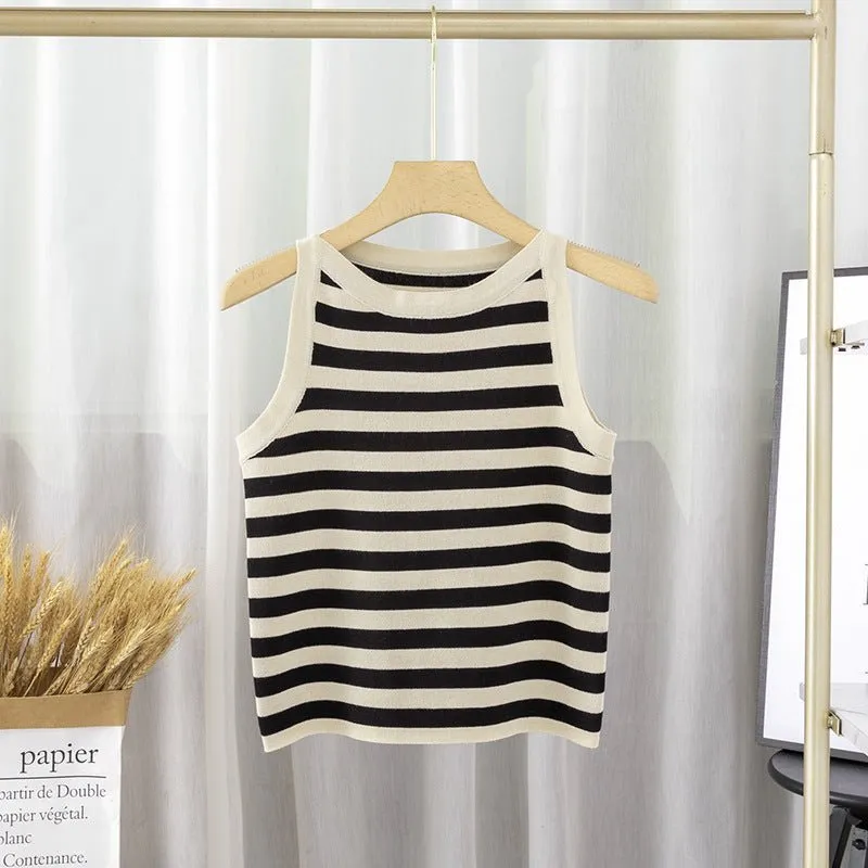 The Breezy Stripe | Women's Ice Silk Sleeveless Knit Top sold by Negative product image thumbnail 4