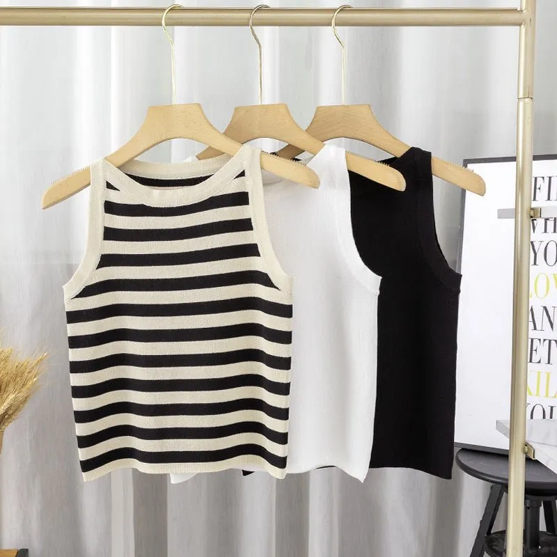 The Breezy Stripe | Women's Ice Silk Sleeveless Knit Top sold by Negative