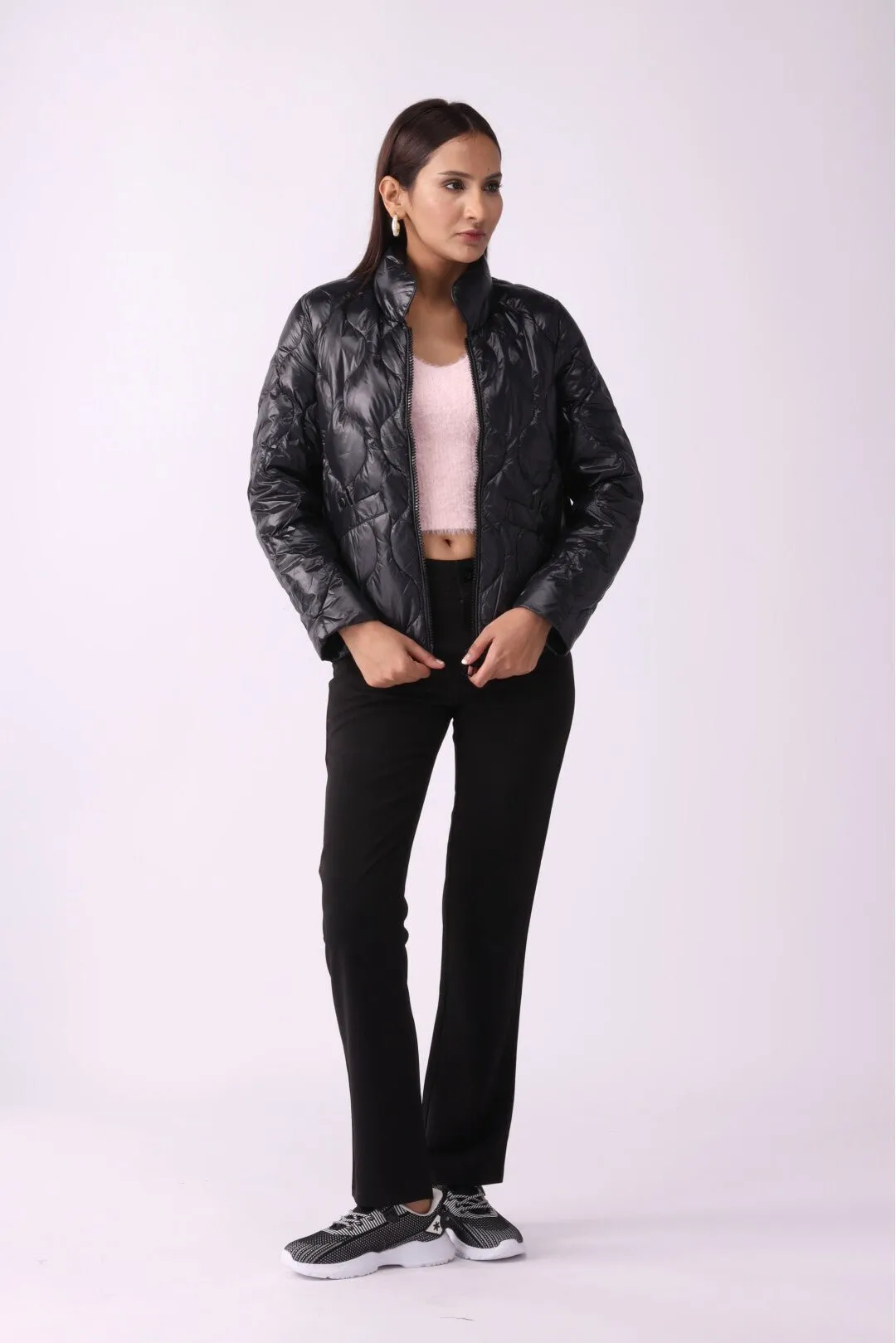 Women Padded Puffer Black Jacket FD sold by Negative product image thumbnail 3