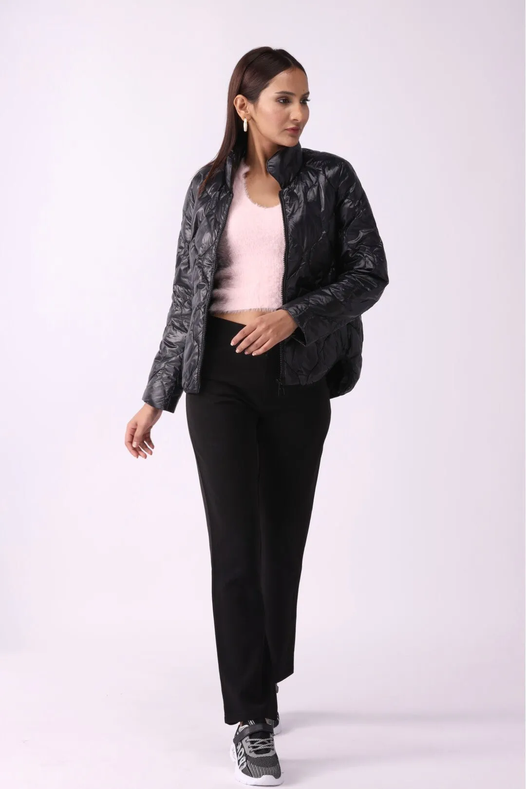 Women Padded Puffer Black Jacket FD sold by Negative product image thumbnail 4