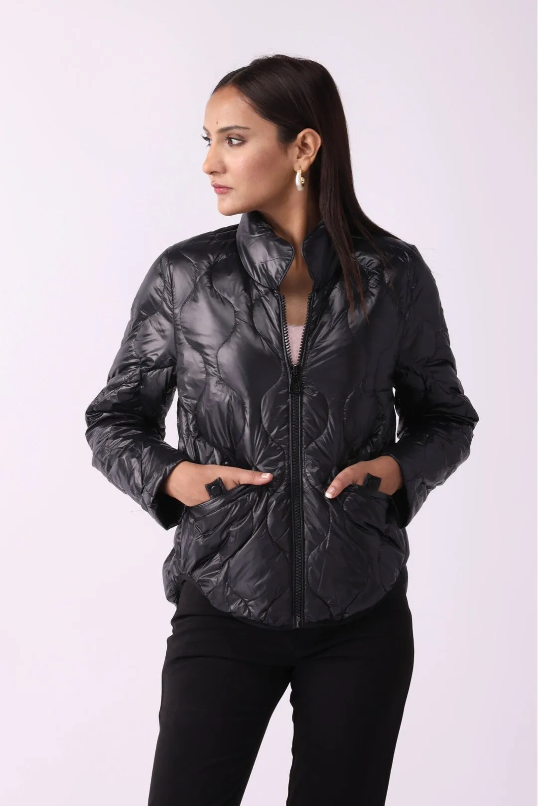 Women Padded Puffer Black Jacket FD sold by Negative product image thumbnail 5