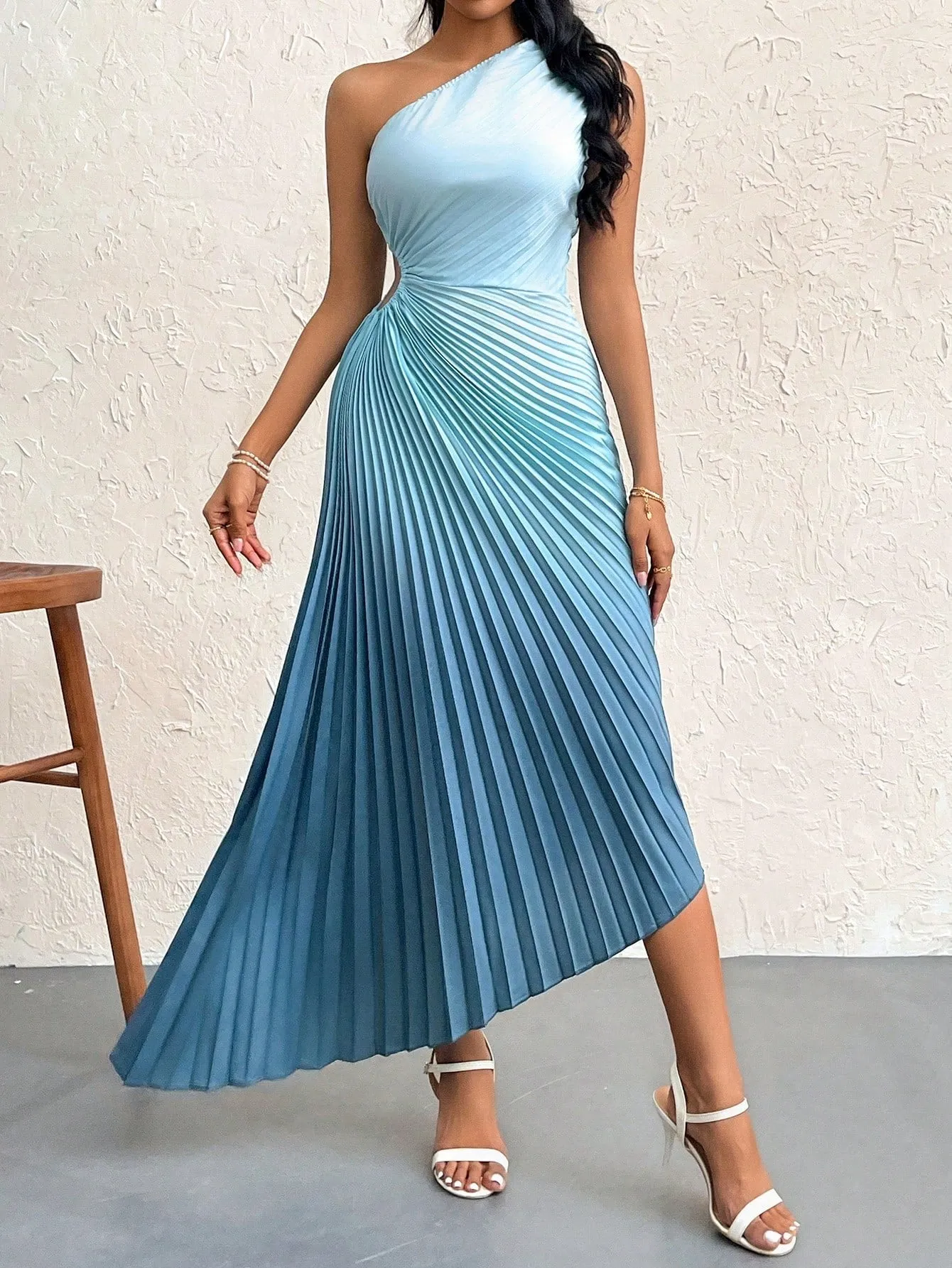 The Tie-Dye Dream | Women's Asymmetrical Tie-Dye Print Ruffle Hem Maxi Dress sold by Negative product image thumbnail 2