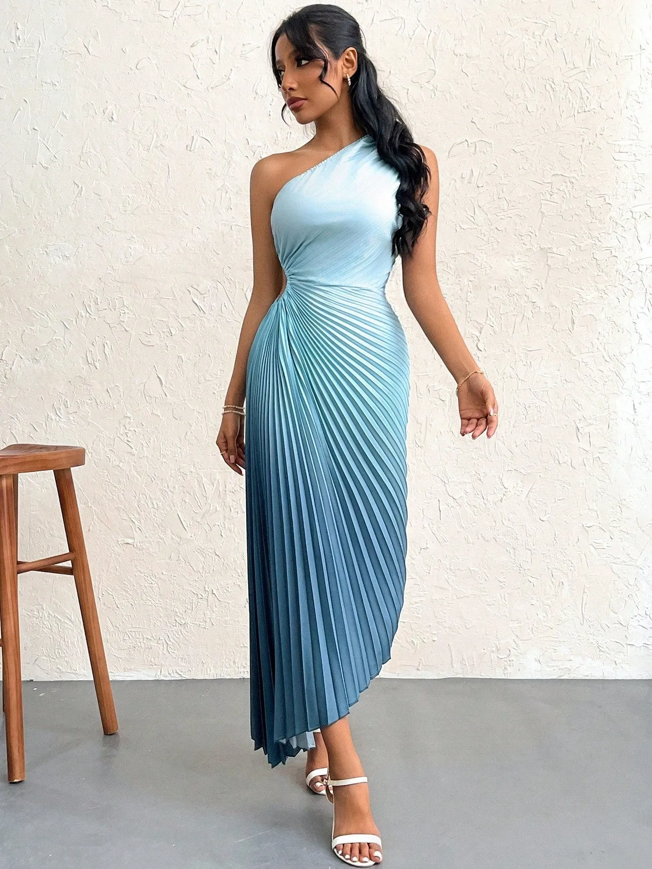 The Tie-Dye Dream | Women's Asymmetrical Tie-Dye Print Ruffle Hem Maxi Dress sold by Negative product image thumbnail 3
