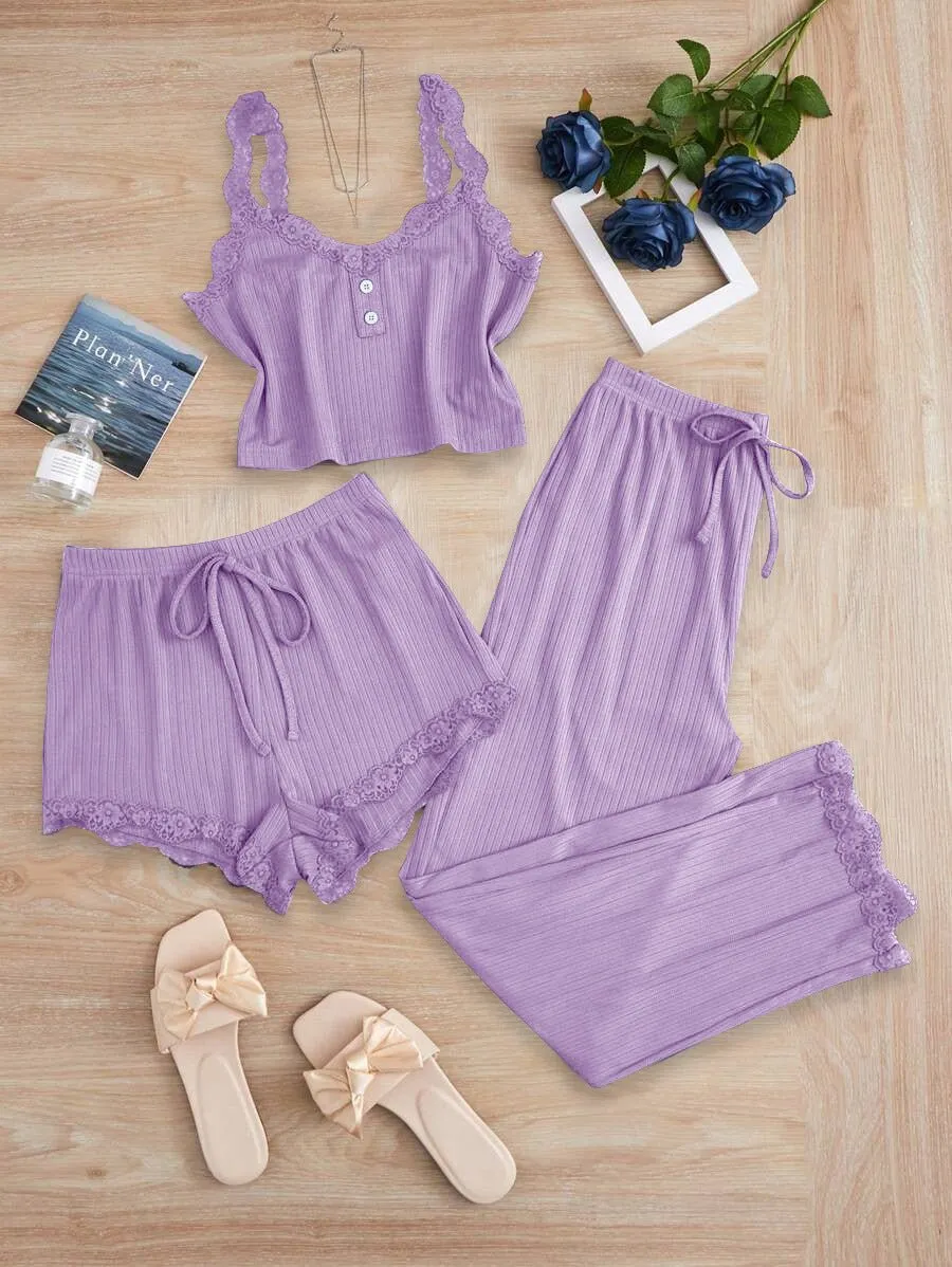 The Effortless Luxe | Ribbed Jacquard Three-Piece Lounge Set sold by Negative product image thumbnail 5
