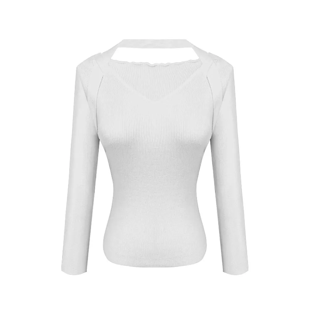 Women’s Slim-Fit V-Neck Sweater – Long Sleeve Pullover, Elegant Commuter & Urban Style sold by Negative product image thumbnail 5