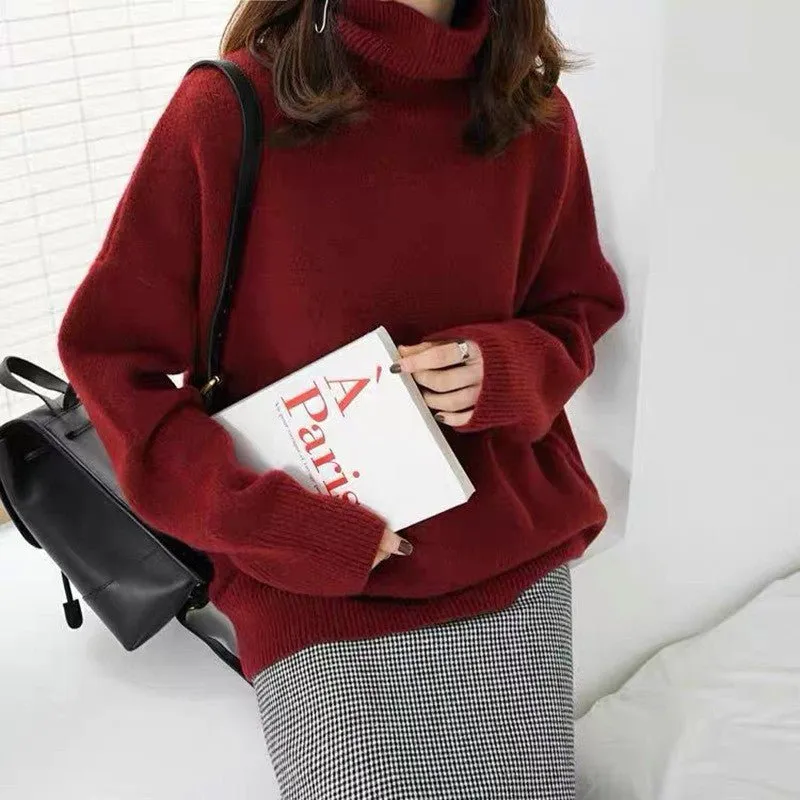 The Lazy Luxe | Solid Color Turtleneck Wool Blend Pullover Sweater sold by Negative product image thumbnail 3