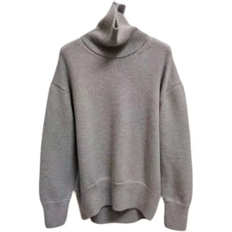 The Lazy Luxe | Solid Color Turtleneck Wool Blend Pullover Sweater sold by Negative product image thumbnail 5