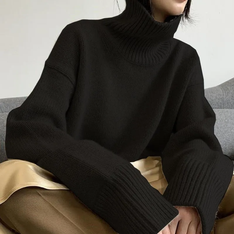 The Lazy Luxe | Solid Color Turtleneck Wool Blend Pullover Sweater sold by Negative product image thumbnail 2